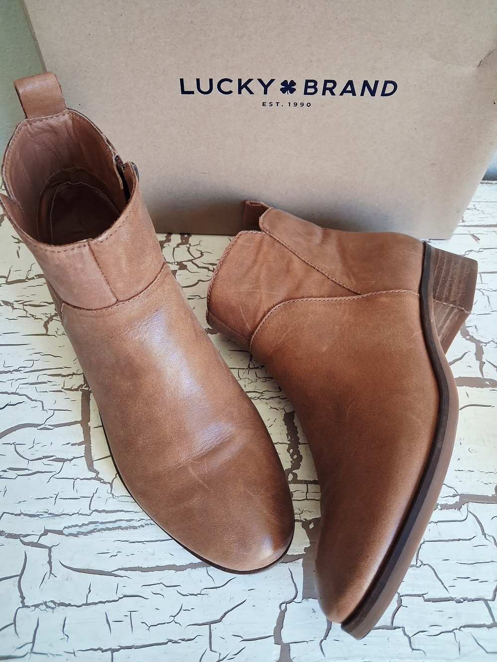 Lucky Brand Ankle Boots Women's Size 8.5 Medium Width "Topanga Tan" Excellent